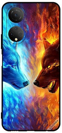 Protective Case Cover For Honor X7 Water & Fire Wolf