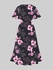 Plus Size V-Neck Rose Printed Split Dress - L | Us 12