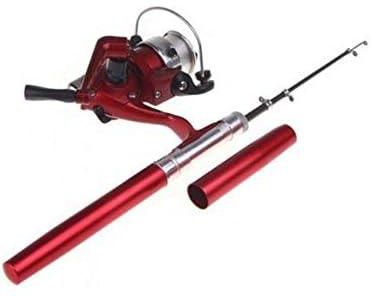 [H8022][Red]Mini Aluminum Pocket Pen Fishing Rod Pole Reel