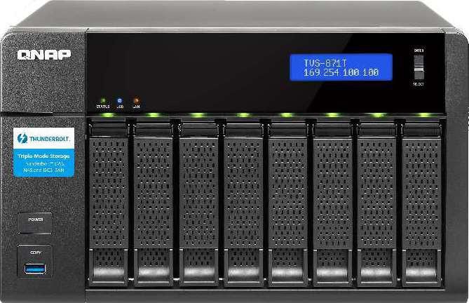 QNAP TVS-871T-i5-16G 8 Bay NAS, Intel Core i5-4590S 3.0 GHz Quad Core (Turbo boost to 3.7 GHz), 16GB | TVS-871T-i5-16G