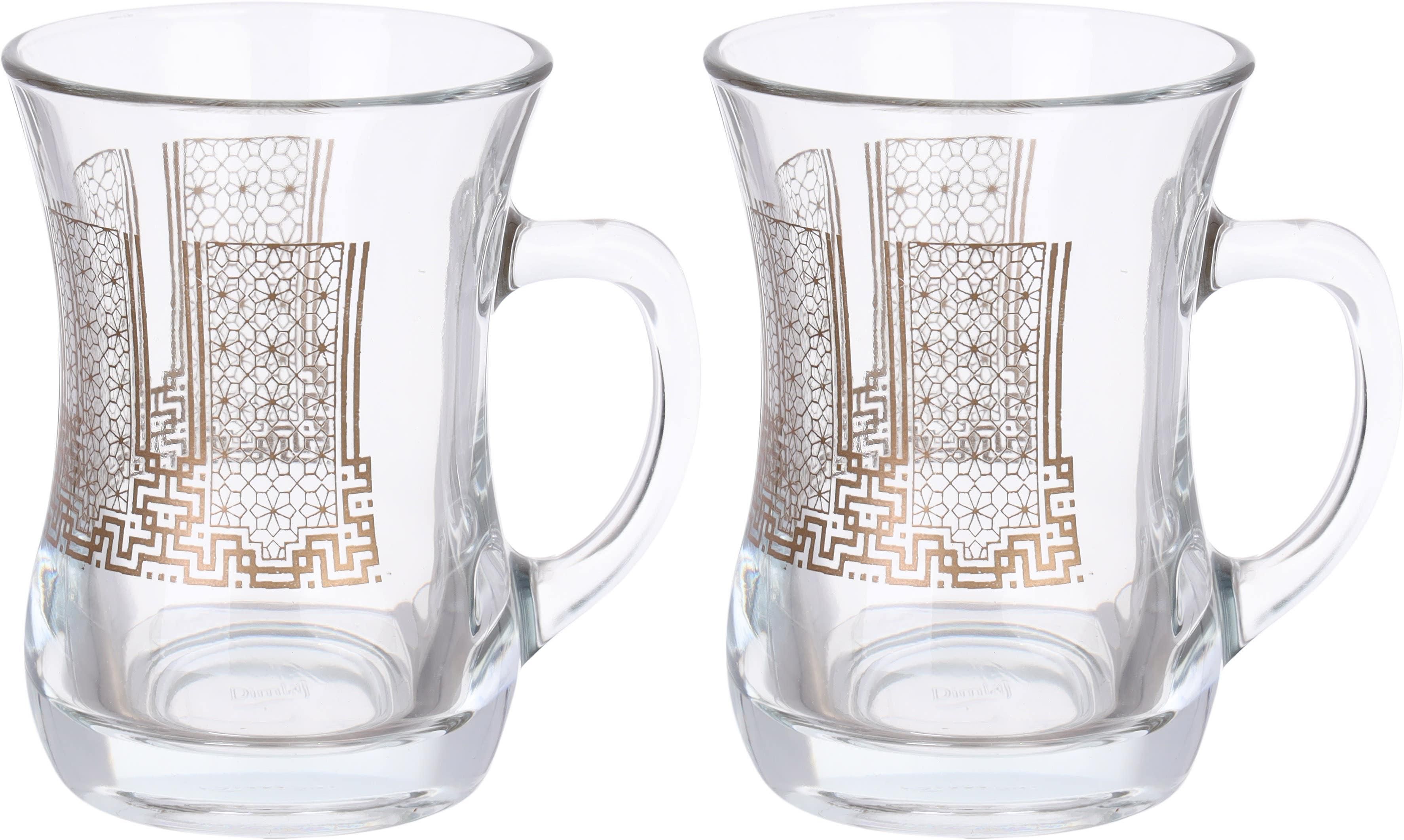 Get Wisteria Glass Tea Cups Set, 300 ml - Clear Gold with best offers | Raneen.com