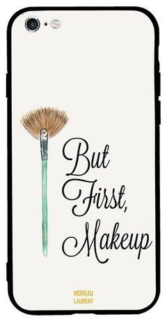 غطاء حماية واق لهاتف أبل آيفون 6 بلس مطبوع عليه عبارة "But First, Makeup"