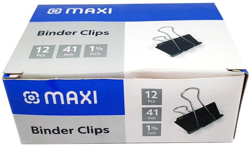 Maxi Binder Clips Black 41mm 12 PCS