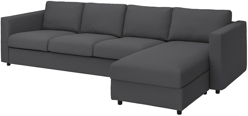 VIMLE 4-seat sofa with chaise longue - Hallarp grey