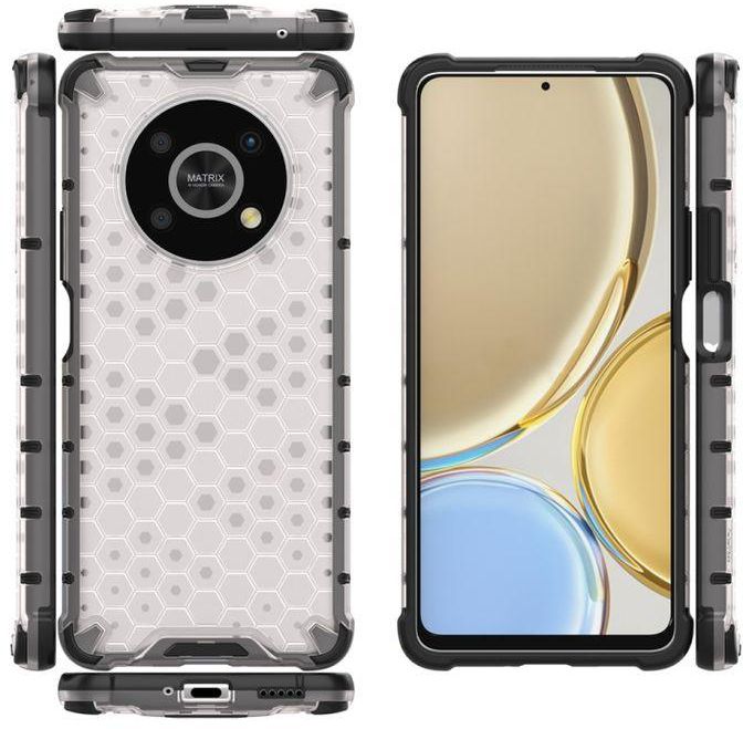 For Honor X30 , Shockproof Honeycomb Pattern Phone Case Cover - Transparent