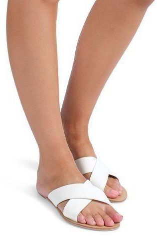 Fashion Ladies Cross Over Design Slippers - White