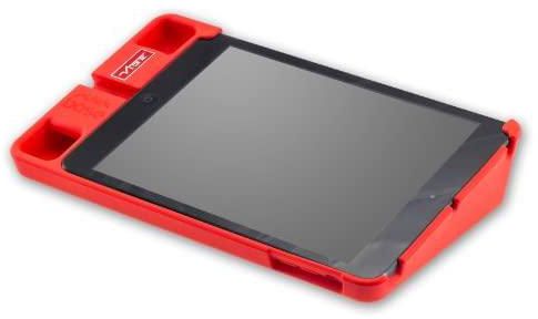 Vibe SLICK Base Tablet Workstation ، حافظة متينة ، معزز الصوت ، [مكبر الصوت] للكتابة ، ركوب الأمواج ، الرسم ، المشاهدة - متوافق مع iPad Mini - Red - Non-Slip HQ Durable Silicone Rubber Case