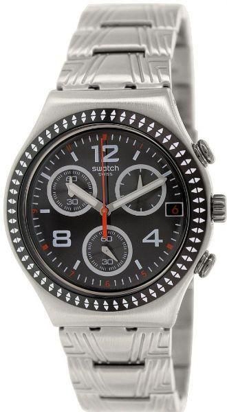 Swatch Silver Stainless Black dial Watch for Men's YCS576G