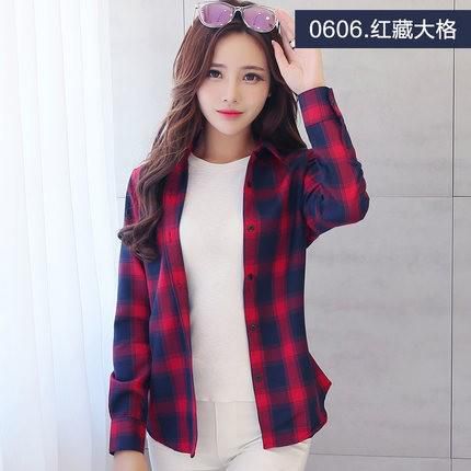 JYS Fashion Korean Style Long Sleeve Women's Tops (Blue/Red)