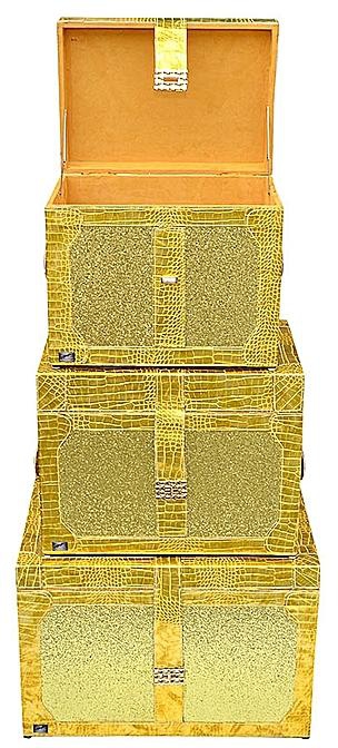 Generic Luxurious Christmas Hamper Trunks / Storage Box - Set Of 3 - Gold