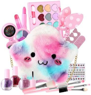 Kids Makeup Kit for Girls, Washable Girls Makeup Kit with Cosmetic Case, Real Kids Girls Makeup Pretend Play Makeup Set Toy Makeup Kids Little Girls Birthday Gift 3 - 10 Year Old Kids
