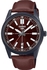 Casio MTP-VD02BL-5E Men's Black IP Brown Dial Leather Band 3-Hand Analog Watch