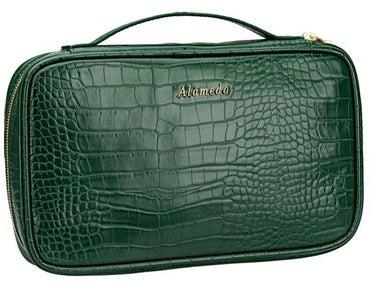حقيبة تنظيم المجوهرات - جلد تمساح أخضر
