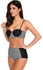 Sunweb Sexy Adjustable Spaghetti Straps Prints Swimsuit High Waist 2 Pieces Bikini Set Bathing Suit ( Black )