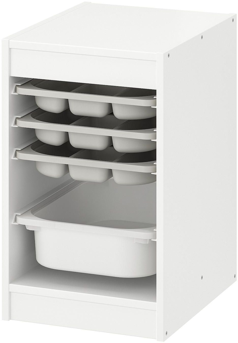 TROFAST Storage combination with box/trays - white grey/white 34x44x56 cm