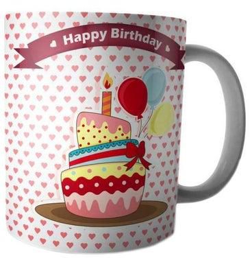 Happy Birthday Printed Ceramic Mug Pink/White/Yellow