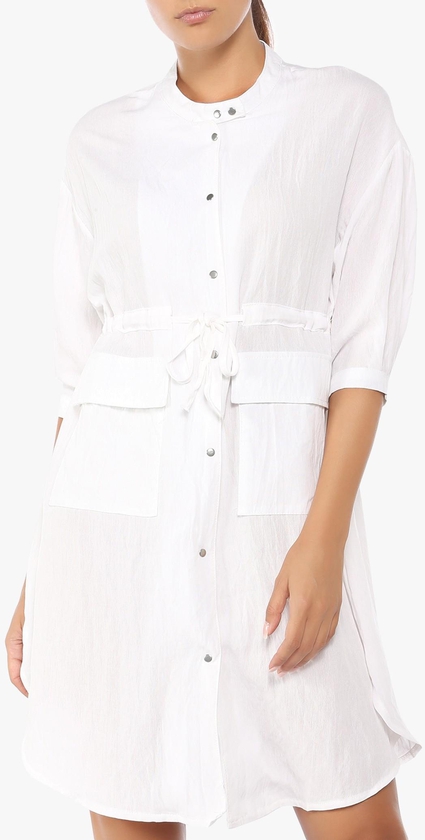 White Pocket Shirt Dress