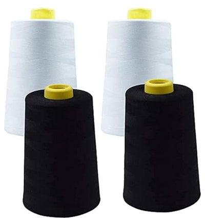 360m SPOOLS Sewing Threads - 2 White 2 Black Sewing Machine Threads