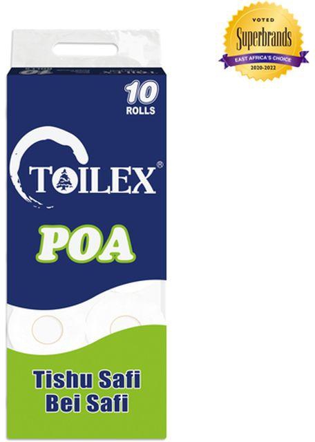 Toilex Poa Toilet Paper White 10 Pack Unwrapped