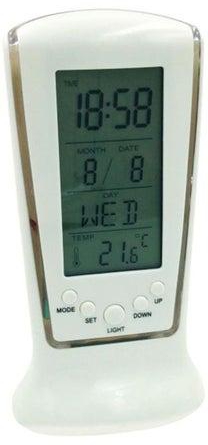 LED Digital Alarm Clock White/Silver 12.5x6.5x5cm