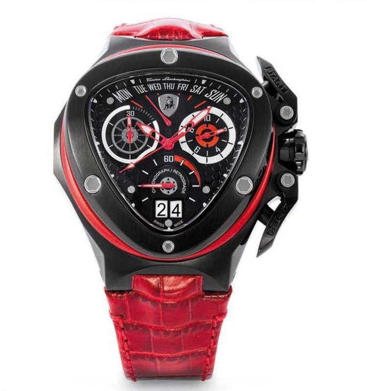 Lamborghini Red Leather Black dial Chronograph for Men [3018]