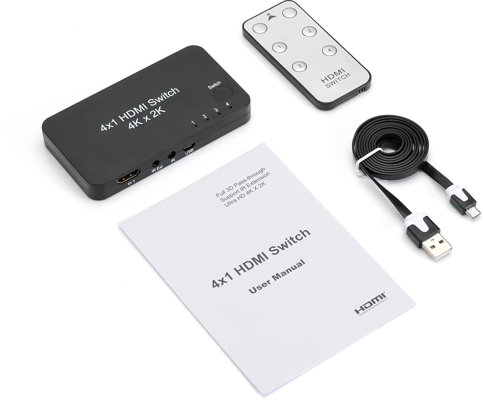 ClassPro,4-in-1-out Ultra Slim HDMI Switcher