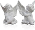 ذا وايت شوب مجموعة من 2 تمثال ملاك كروب من الراتنج، ديكور داخلي وخارجي للمنزل والحديقة مقاس 4 انش، تمثال ملاك تذكاري رائع للزوج (اللون: ابيض)