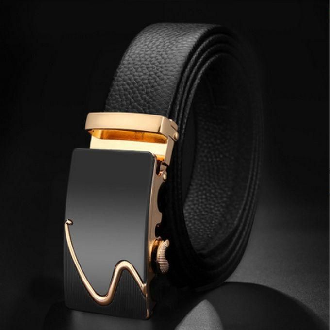 Classy Men Automatic Buckle Leather Belts -Black/Gold