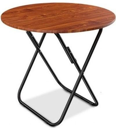 Round Foldable Wooden Table brown 70cm
