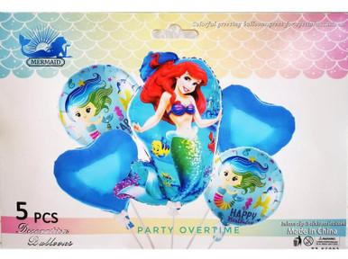 5  Little Mermaid Foil Balloon Set Party Decorations