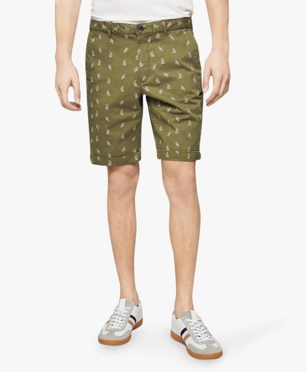 Pale Green Printed 5 pocket Bermuda Shorts