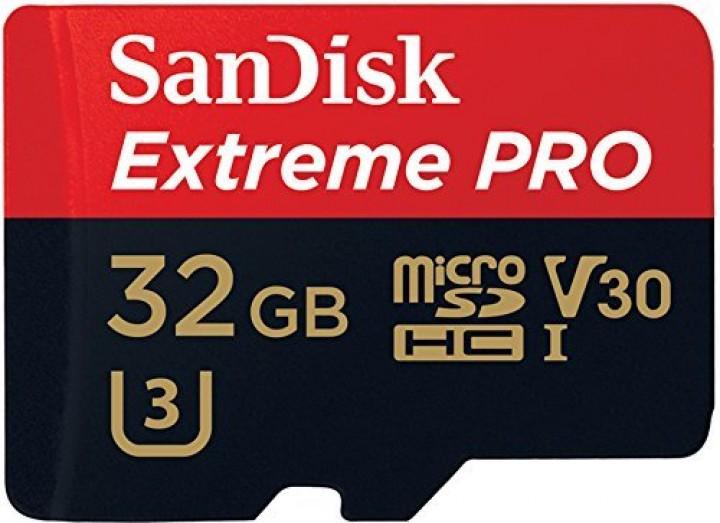 Sandisk SDSQXXG032GGN6MA Extreme Pro microSDHC Card 32GB W/ SD Adapter
