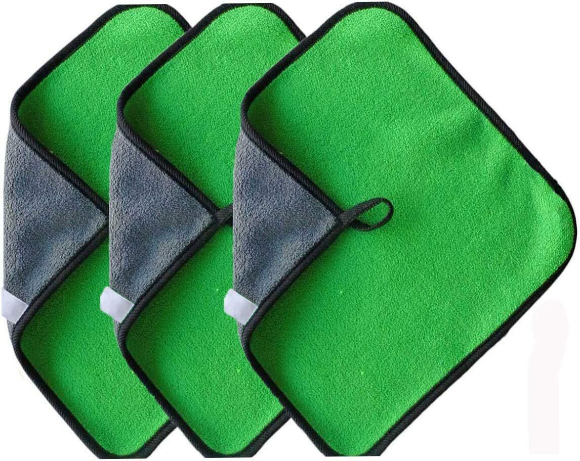 lavish 3PCS Car Drying Towel,Microfiber Cleaning Cloth for Car and House - Microfiber Cleaning Rags for Car, Glass, Stainless Steel, Table, Window Cleaning Cloth (Green)