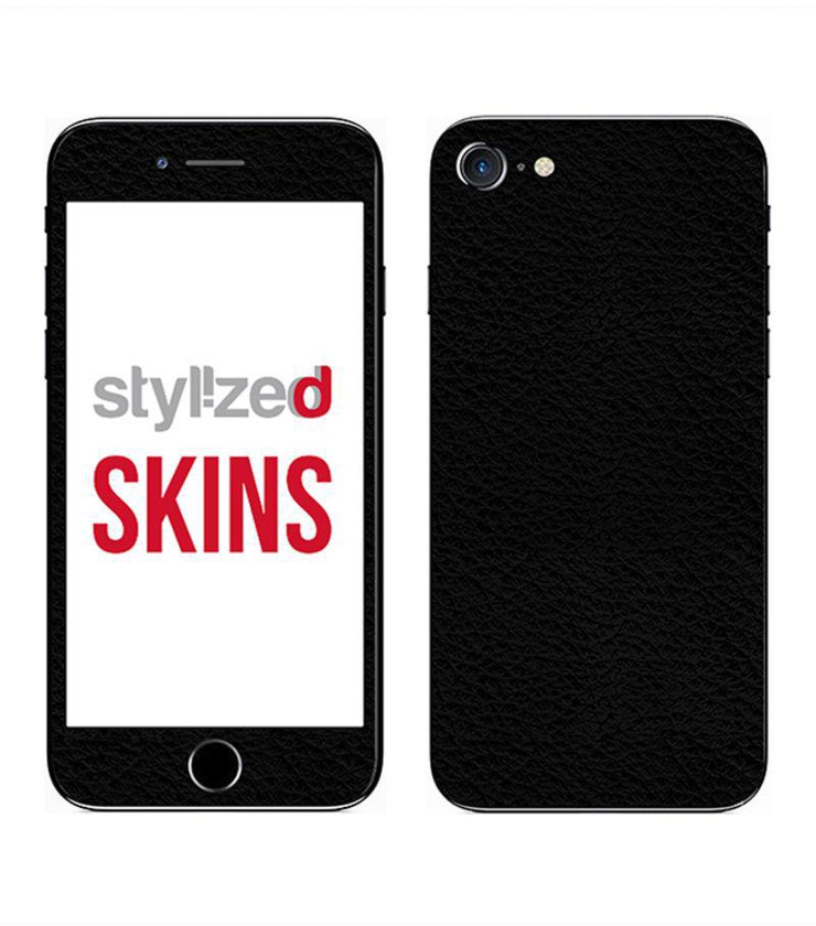 Premium Vinyl Skin Decal Body Wrap For Apple iPhone 8 Fine Grain Leather Black