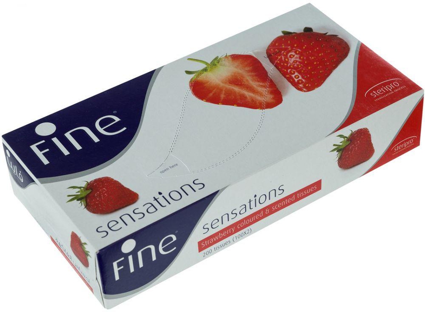 Fine Sensations Strawberry Coloured And Scented Tissues, 200 Sheets  (100 X 2 Ply)