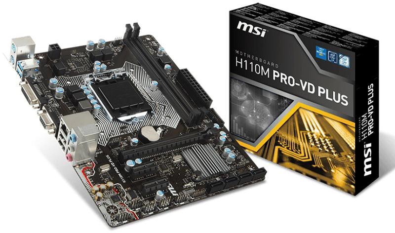 MSI H110M PRO-VD PLUS LGA 1151 Intel H110 Parallel Micro ATX Motherboard