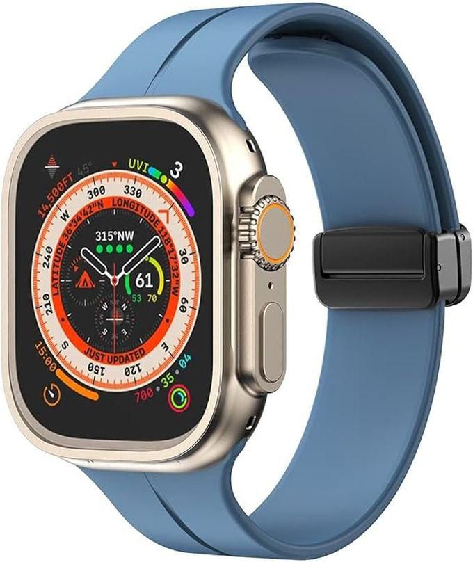 TenTech Silicone Magnetic Sports Band For Apple Watch Ultra/Ultra 2, Size 49mm 45mm 44mm 42, Soft Band For IWatch Series 9/8/7/6/5/4/3/2/1/SE - Star Blue