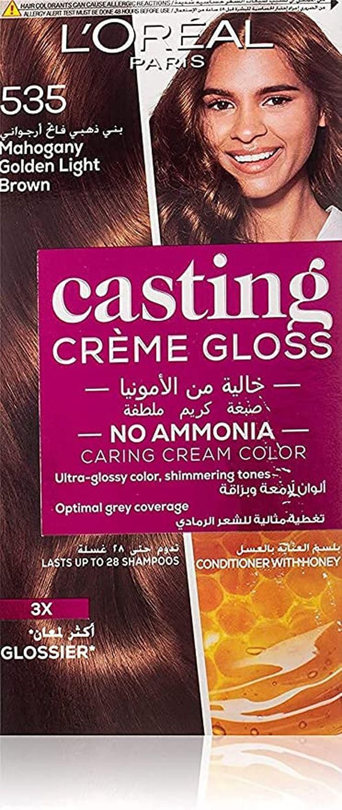L'Oreal Paris Casting Creme Gloss 535 Mahagony Golden Light Brown Hair Color