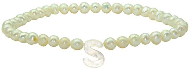 Pearls Letter S Elastic Bracelet