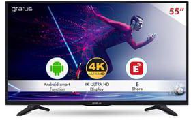 تلفزيون جراتوس الذكي 55 بوصة 4K UHD LED مع جهاز استقبال رقمي مدمج ، Android Smart 9.0 ، صندوق ألوان ، لوحة A + ، Wifi ، مشاركة إلكترونية ، You Tube ، Shahid ، Facebook ، Netflix ، Amazon Prime Gasuled55achd