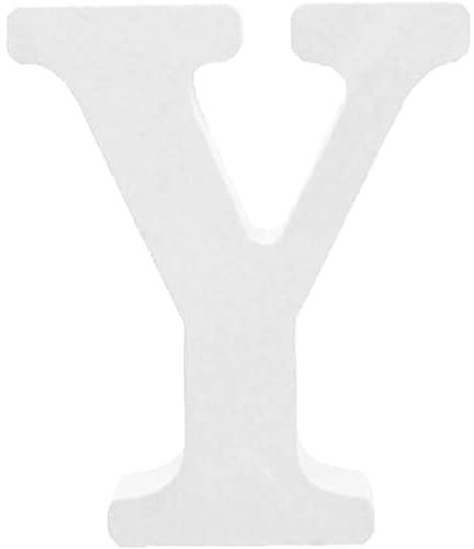 حروف خشبية مزخرفة على شكل حرف Y لتزيين غرفة نوم الاطفال من روزي مومنتون، طول 8 سم، ابيض (حرف Y)