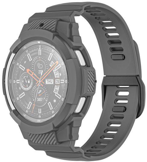 For Samsung Galaxy Watch4 Classic 42mm Carbon Fiber Sport Silicone Integrated Watchband(Grey)