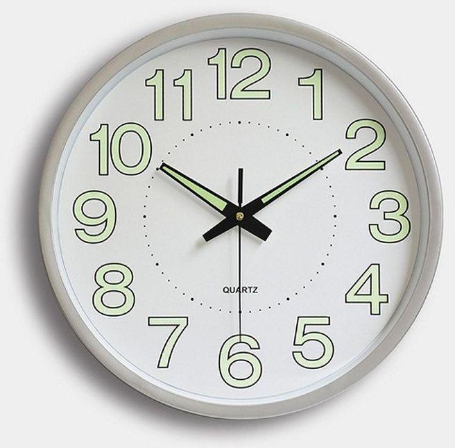 12 Inch Night Glow Wall Clock - Silver