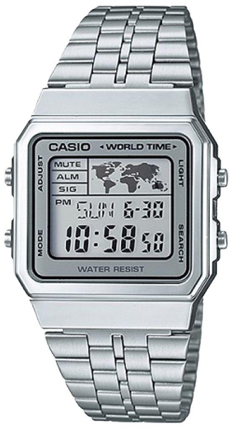 Casio Mens Silver Stainless Steel Strap Watch A500WA-7DF