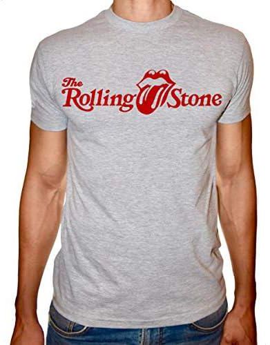 تي شيرت برقبة دائرية بطبعة “Rollin Stone” للرجال من فاست برينت - احمر