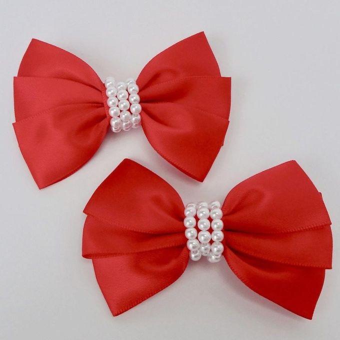 Set Of 2 (Red Satin Hair Bow Clips)