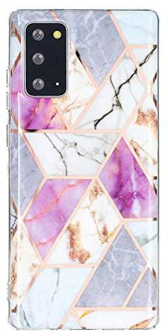 Mylne Marble Case for Samsung Galaxy S20 FE,Bling Electroplated Phone Cover Glossy Flexible Soft Rubber Silicone Bumper Protective Shell For Girls,Purple White