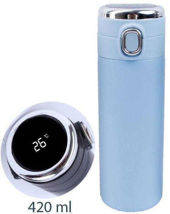 Stainless Steel Inner Thermos With A Digital Screen And A Distinctive Thermal Mug.