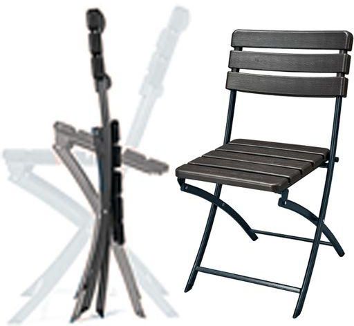 SunBoat Commerce Folding Chair - HDPE Wood Grain Series Dark Brown