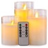 Aku Tonpa Flameless Candles Battery Operated Pillar Real Wax Flickering Moving Wick LED Glass Candle Sets with Remote Control Cycling 24 Hours Timer, 4" 5" 6" Pack of 3